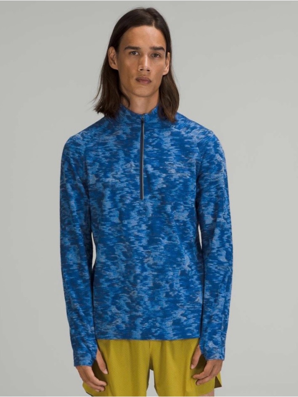 Men’s Lululemon Surge Warm 1/2 Zip Data Rush Mini Jacquard Chambray Mineral Blue